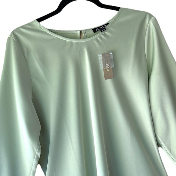 J CREW | NWOT WINTER GARDEN RUFFLE SLEEVE TOP BLOUSE LIGHT PEPPERMINT | LARGE - Picture 2 of 9
